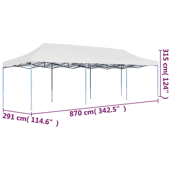 Pop-Up Hopfällbart Partytält 3X9 M Vit