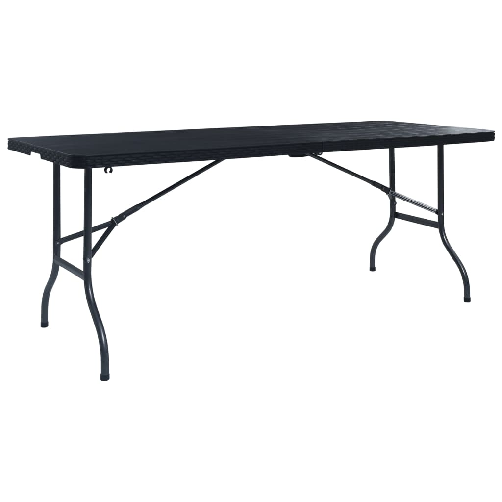 Hopfällbart Trädgårdsbord Svart 180X75X72 Cm Hdpe Konstrotting