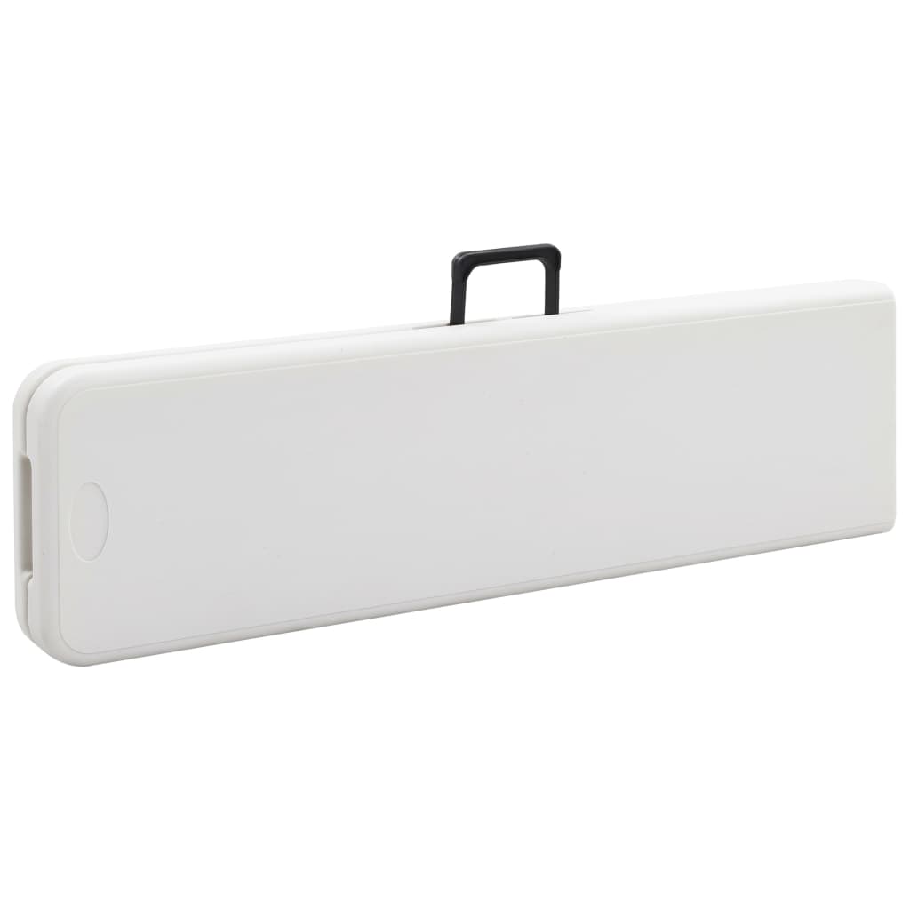 Hopfällbart Trädgårdsbord Med 2 Bänkar 180 Cm Stål Och Hdpe Vit
