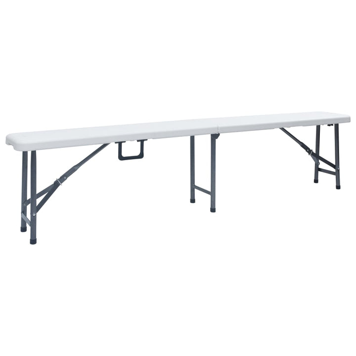 Hopfällbart Trädgårdsbord Med 2 Bänkar 180 Cm Stål Och Hdpe Vit