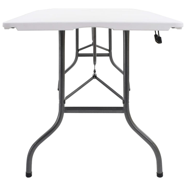 Hopfällbart Trädgårdsbord Med 2 Bänkar 180 Cm Stål Och Hdpe Vit