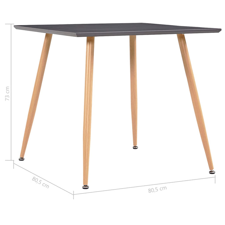 Matbord Grå Och Ek 80,5X80,5X73 Cm Mdf