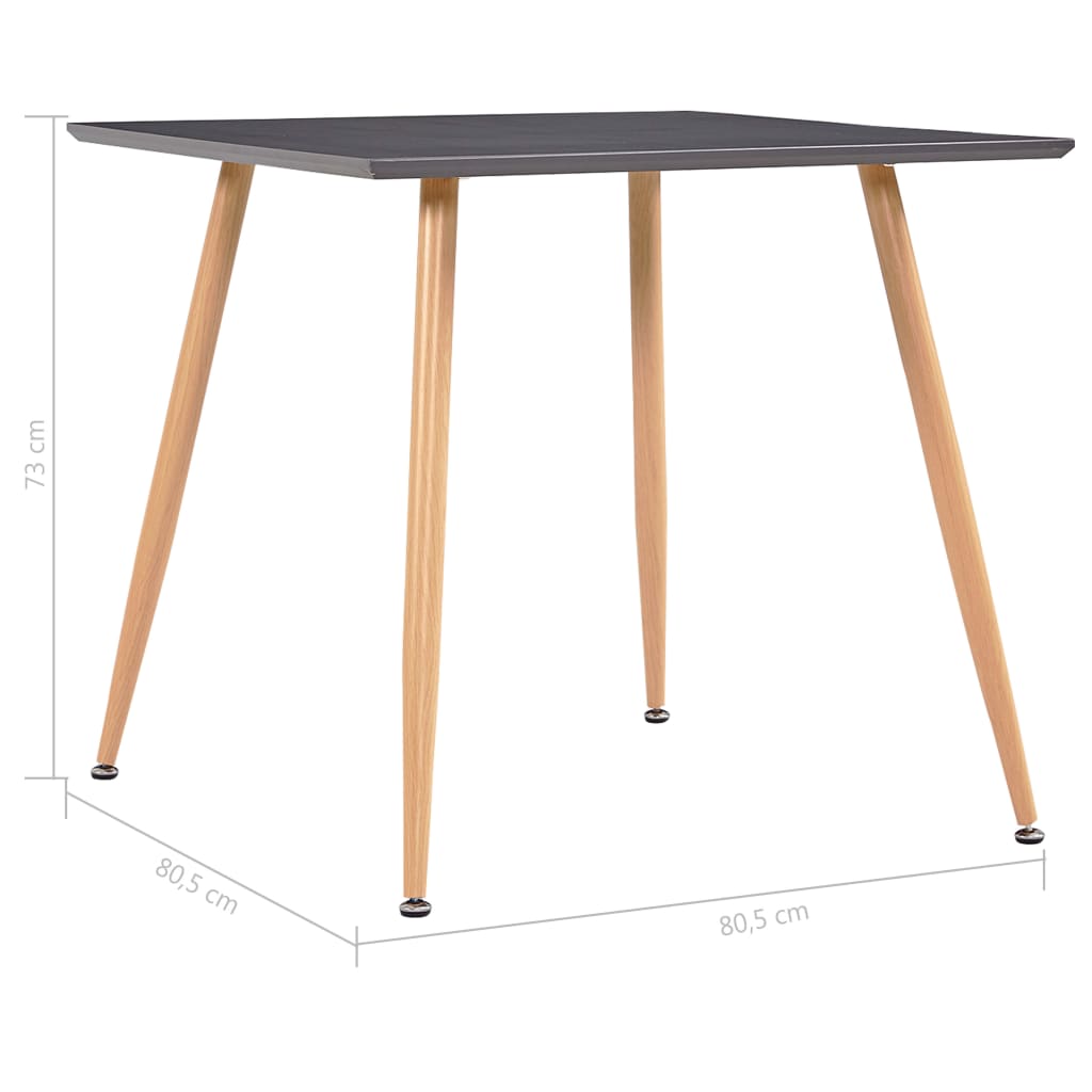 Matbord Grå Och Ek 80,5X80,5X73 Cm Mdf