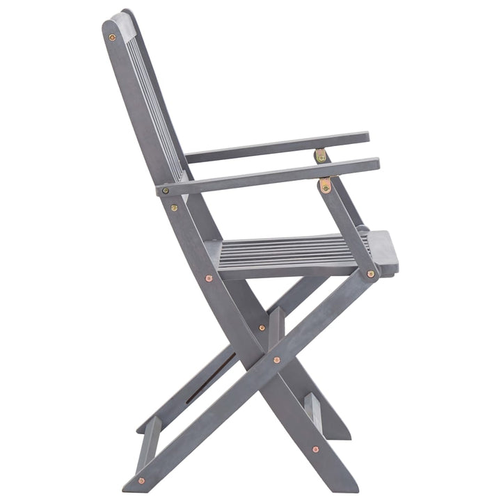 Matgrupp För Trädgården 5 Delar Massivt Akaciaträ Grå