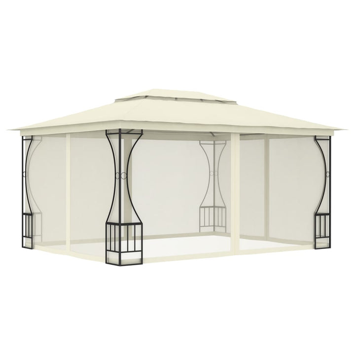 Paviljong Med Nät Gräddvit