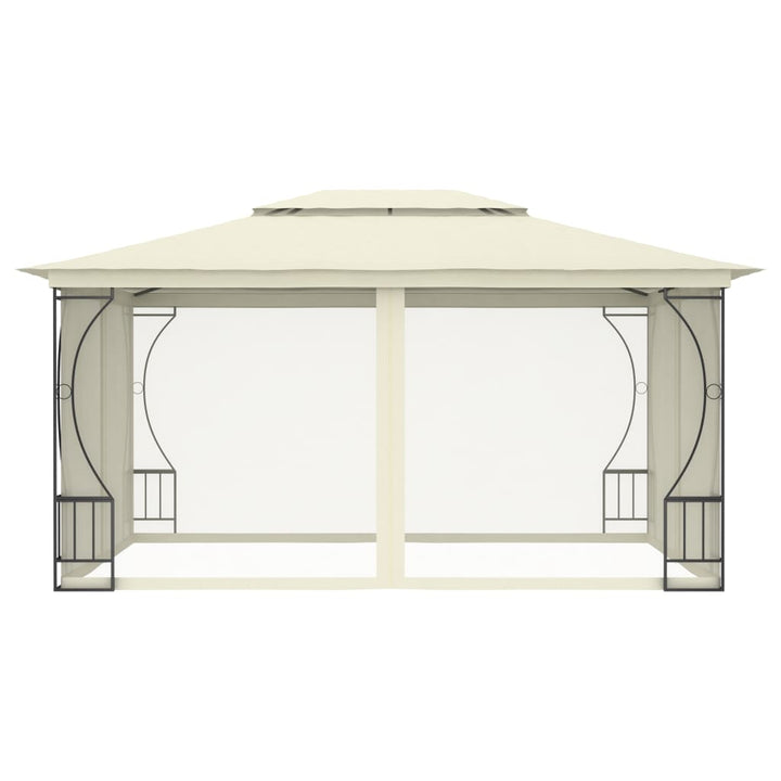 Paviljong Med Nät Gräddvit