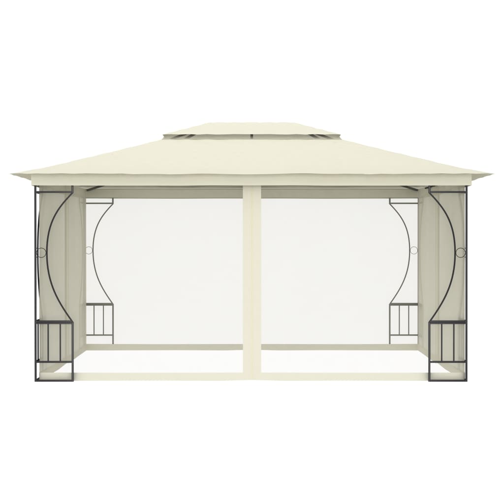 Paviljong Med Nät Gräddvit