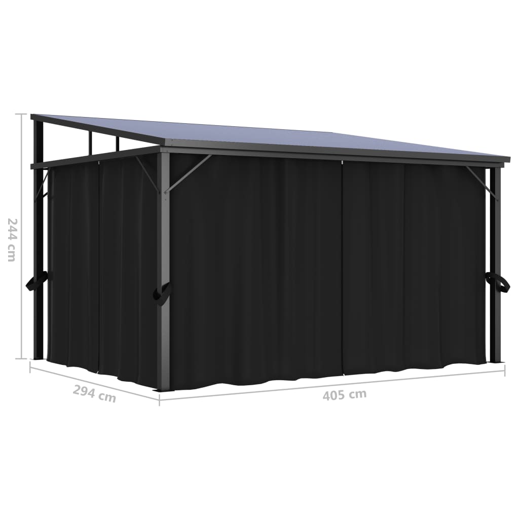 Paviljong Med Gardiner 405X294X244 Cm Antracit