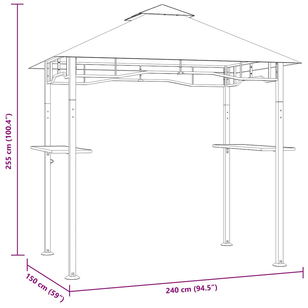 Grilltält 240X150X255 Cm Antracit Stål