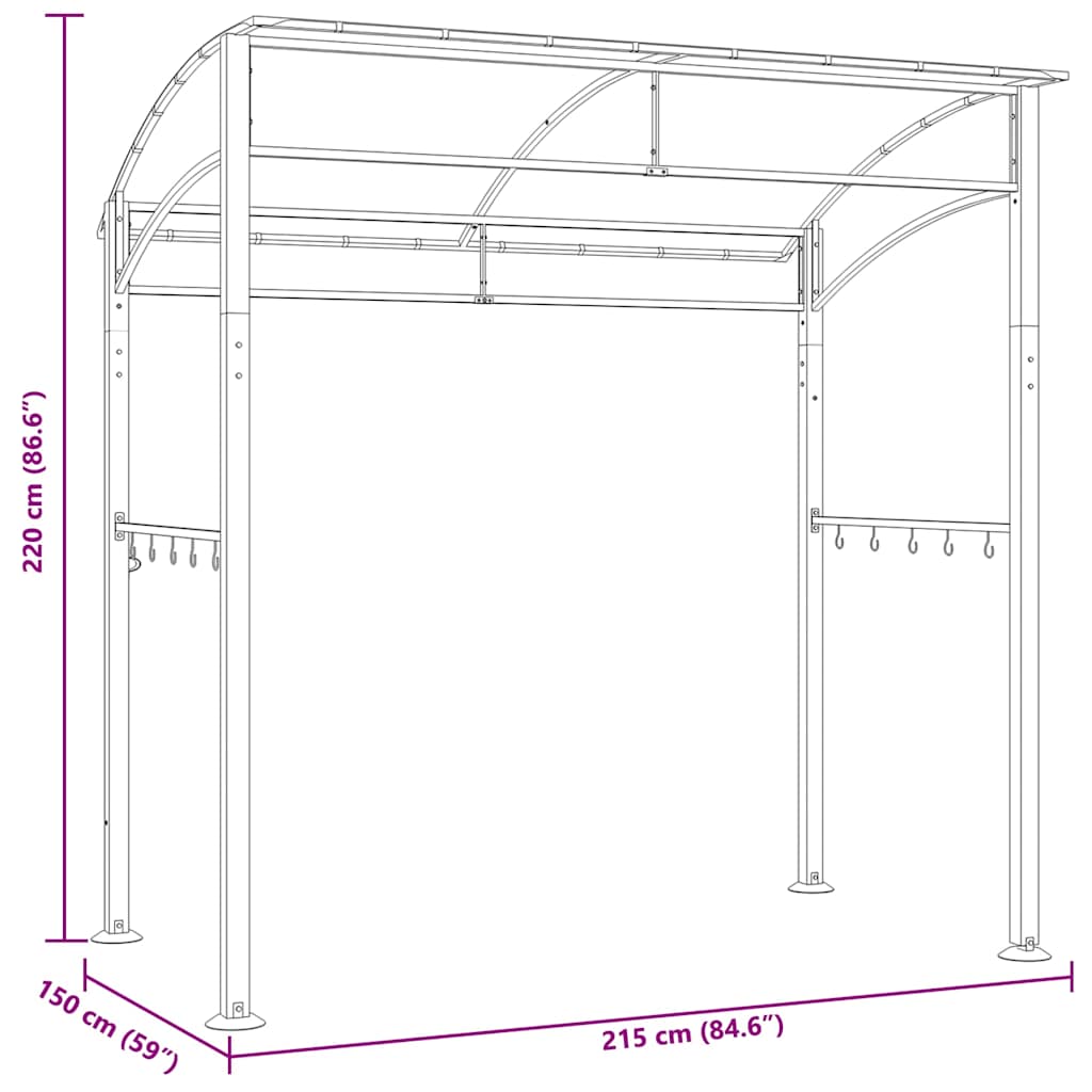 Grilltält 215X150X220 Cm Antracit Stål