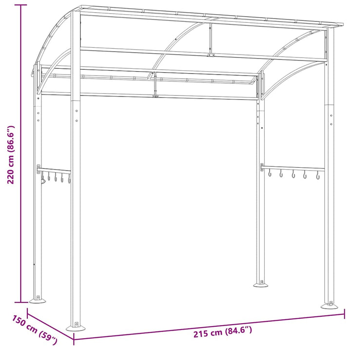 Grilltält 215X150X220 Cm Antracit Stål