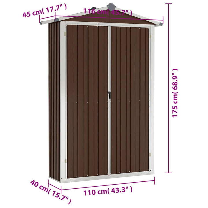 Trädgårdsskjul 116X45X175 Cm Galvaniserat Stål