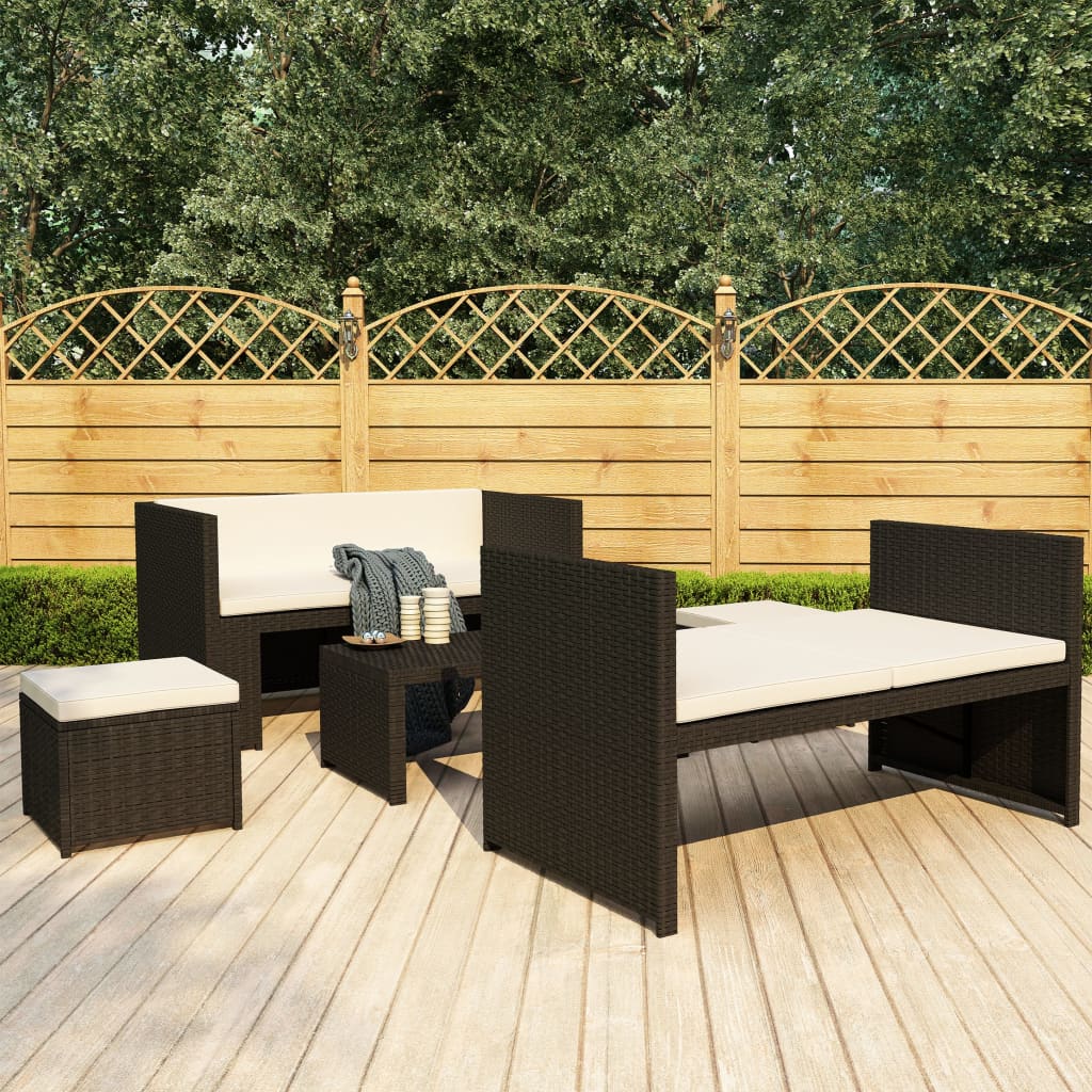 Loungegrupp För Trädgården Med Dynor 5 Delar Konstrotting