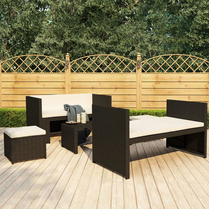 Loungegrupp För Trädgården Med Dynor 5 Delar Konstrotting