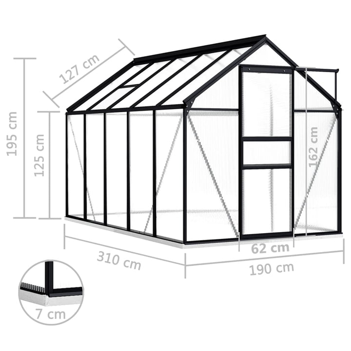 Växthus Med Basram Antracit Aluminium 5,89 M²