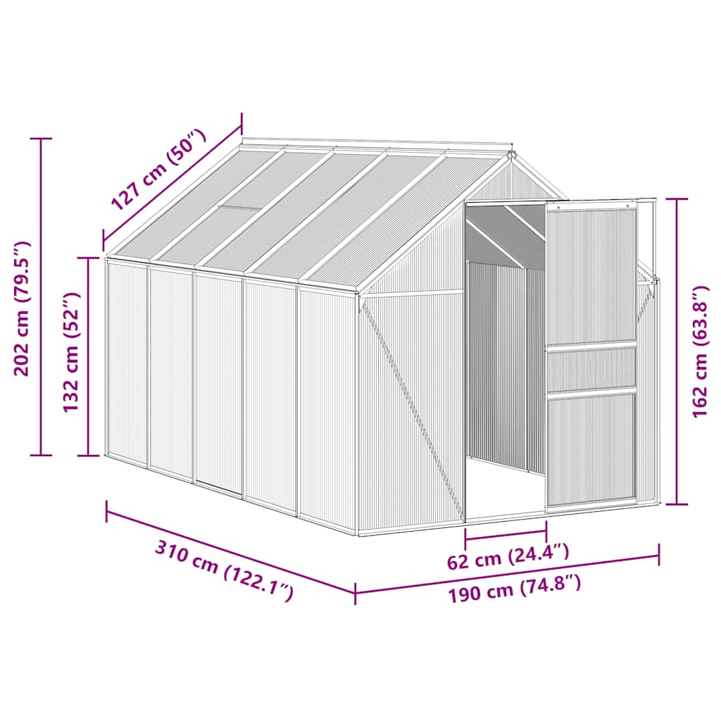 Växthus Med Basram Antracit Aluminium 5,89 M²