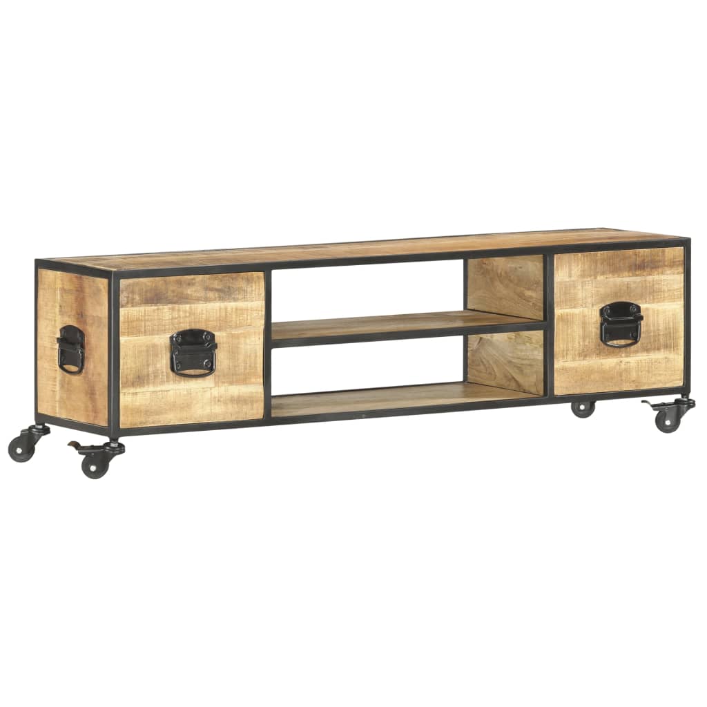 Tv-Bänk 130X30X39 Cm Massivt Mangoträ