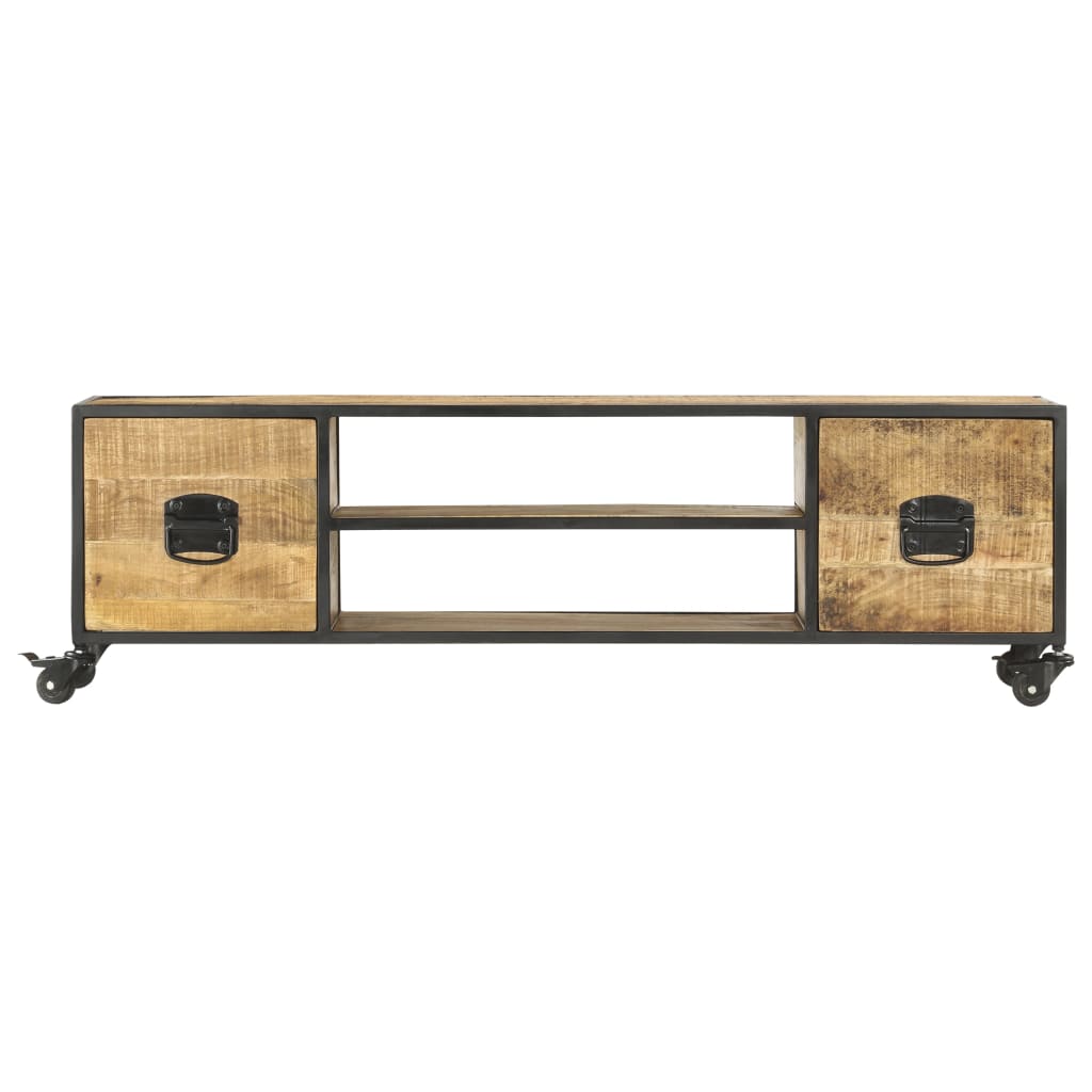 Tv-Bänk 130X30X39 Cm Massivt Mangoträ