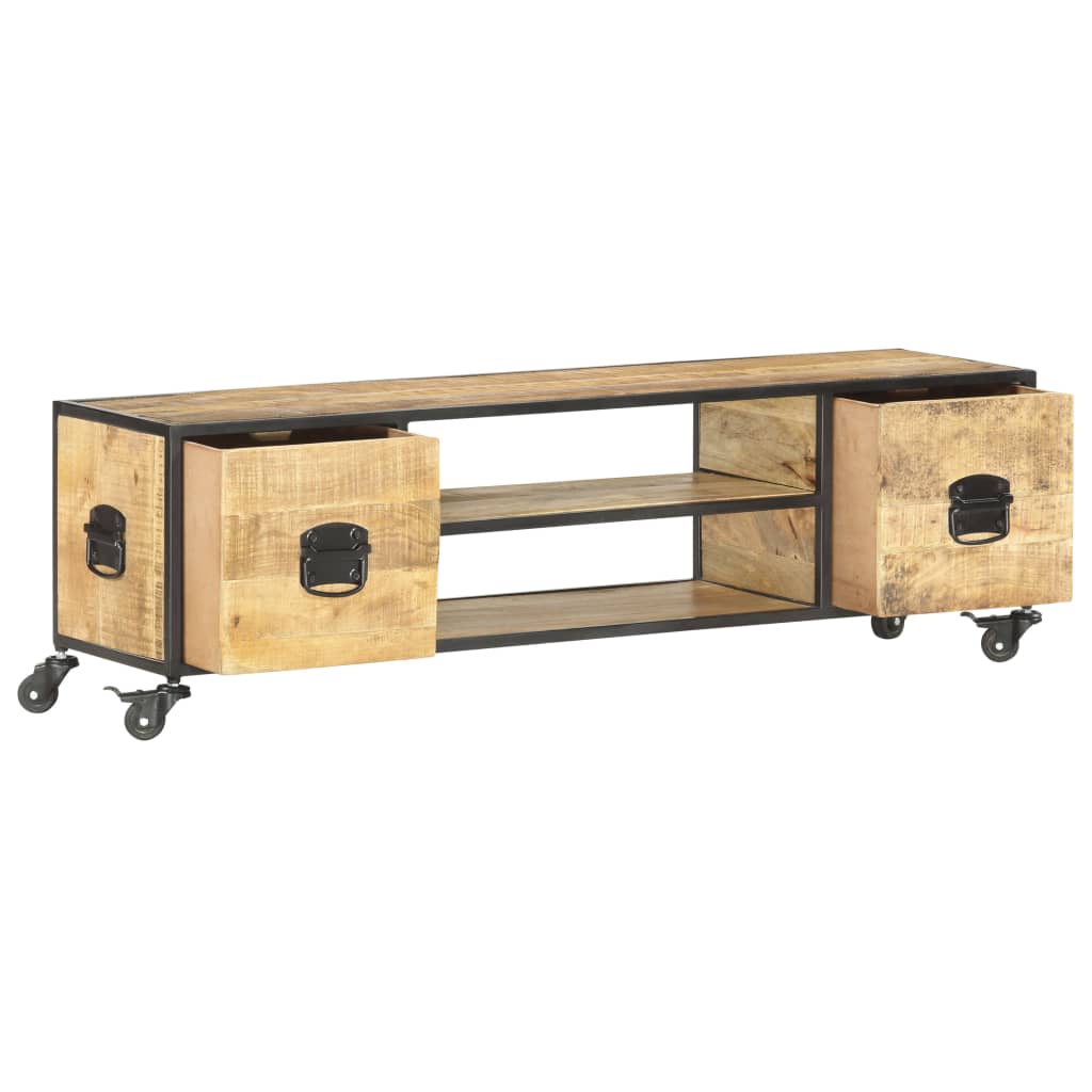 Tv-Bänk 130X30X39 Cm Massivt Mangoträ