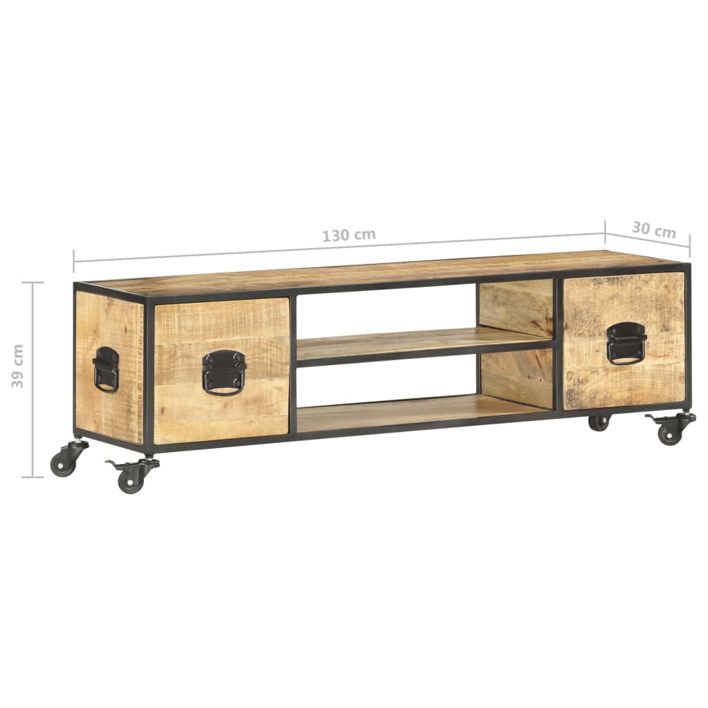 Tv-Bänk 130X30X39 Cm Massivt Mangoträ