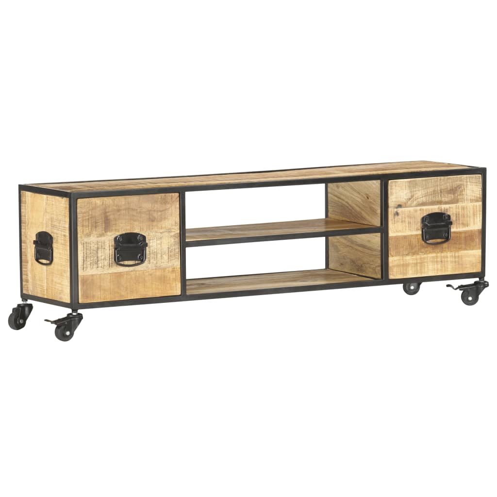 Tv-Bänk 130X30X39 Cm Massivt Mangoträ