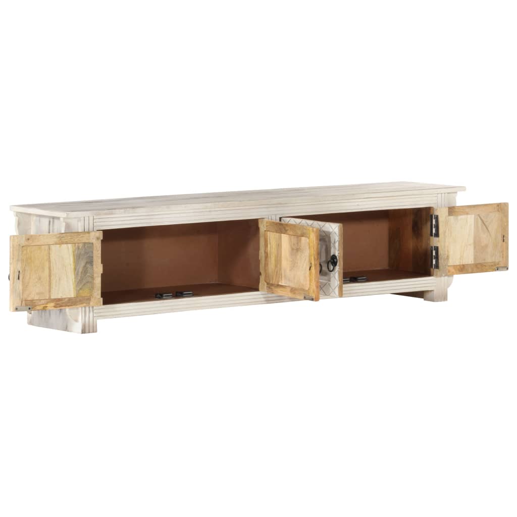 Tv-Bänk Vit 140X30X35 Cm Massivt Mangoträ