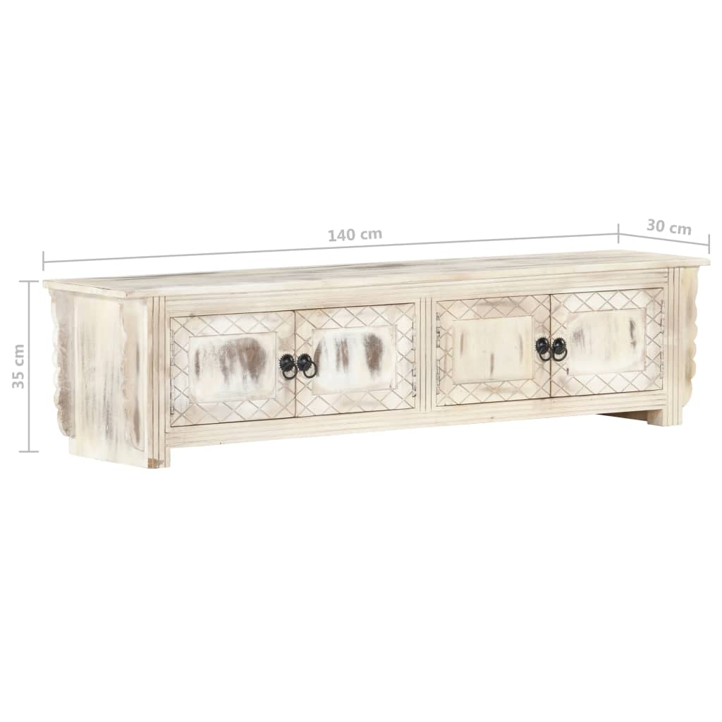 Tv-Bänk Vit 140X30X35 Cm Massivt Mangoträ