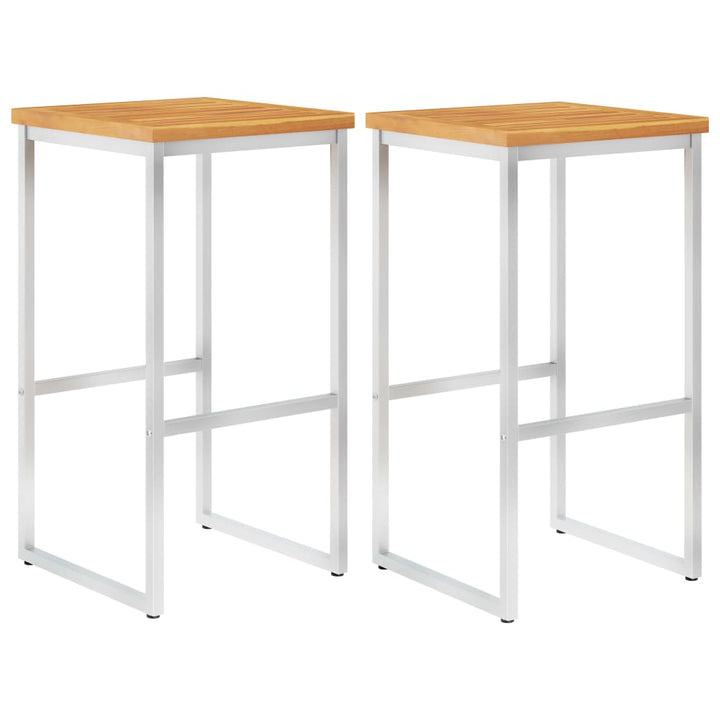 Barstolar 2 St Trä Och Rostfritt Stål