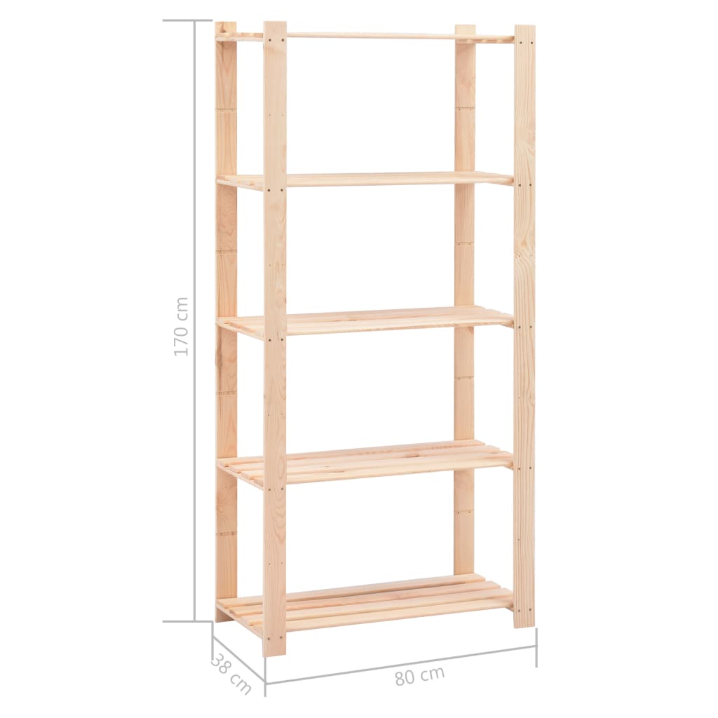 Förvaringshylla 5 Hyllor 2 St 80X38X170 Cm Furu 250 Kg