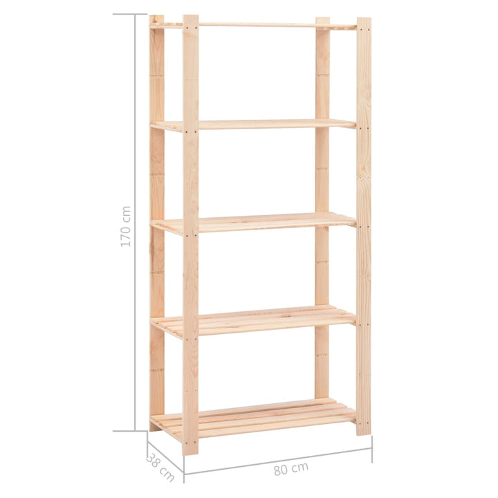 Förvaringshylla 5 Hyllor 2 St 80X38X170 Cm Furu 250 Kg