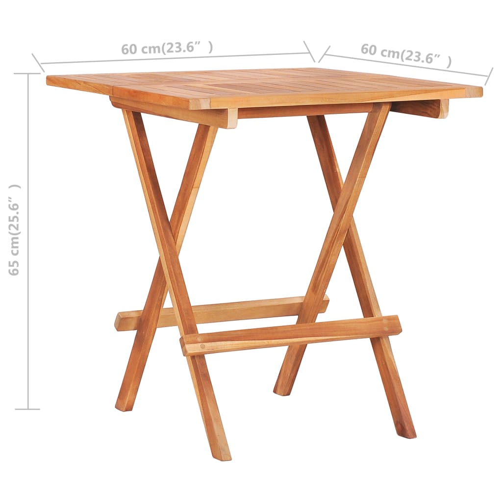 Hopfällbart Cafébord 60X60X65 Cm Massiv Teak