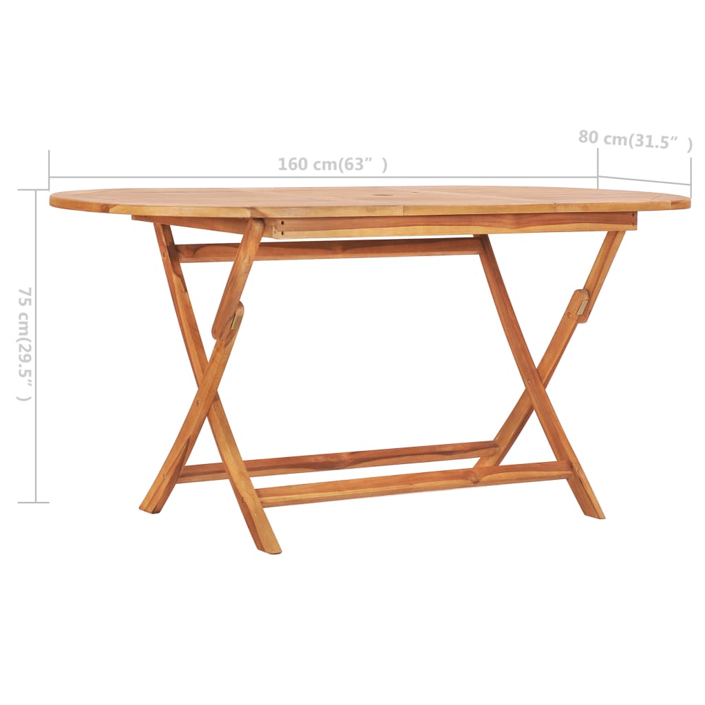 Hopfällbart Trädgårdsbord 160X80X75 Cm Massivt Teakträ
