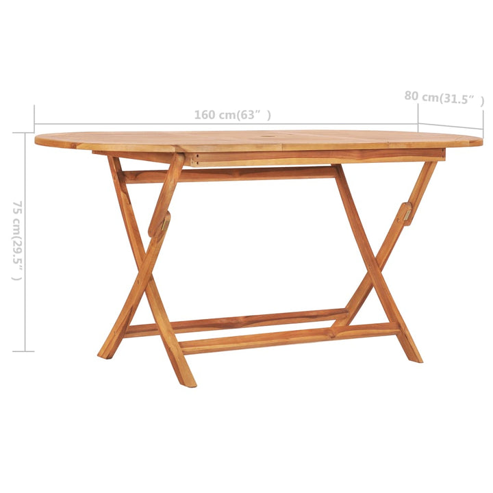 Hopfällbart Trädgårdsbord 160X80X75 Cm Massivt Teakträ
