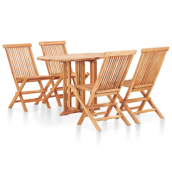 Hopfällbar Matgrupp För Trädgården 5 Delar Teak