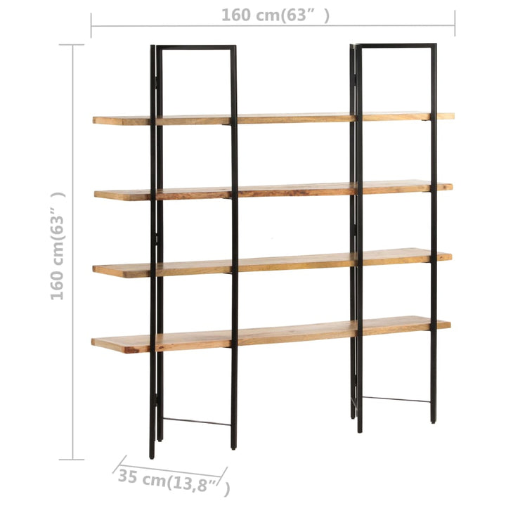 Bokhylla Med 4 Hyllplan 160X35X160 Cm Massivt Mangoträ