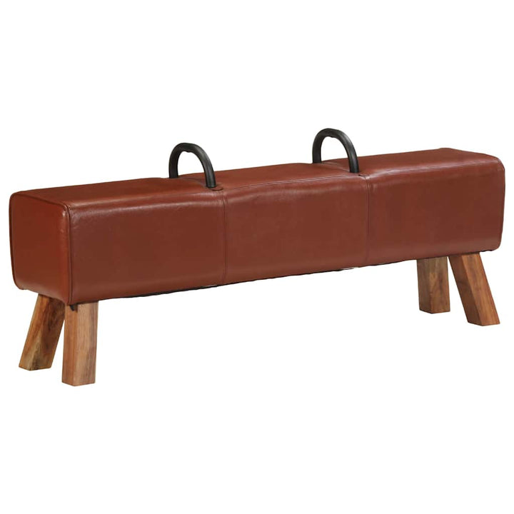 Sittbänk Vintage Med Handtag Äkta Getskinn