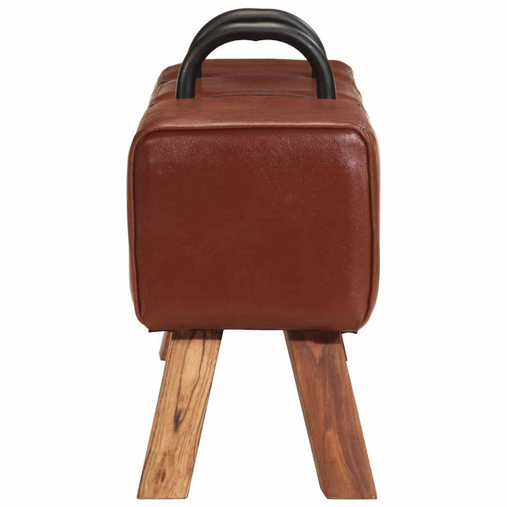 Sittbänk Vintage Med Handtag Äkta Getskinn