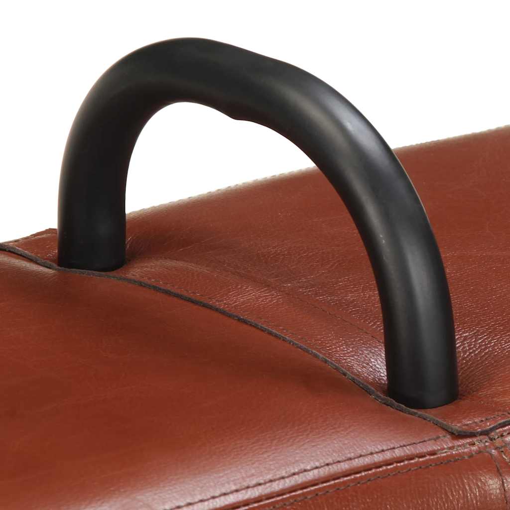 Sittbänk Vintage Med Handtag Äkta Getskinn