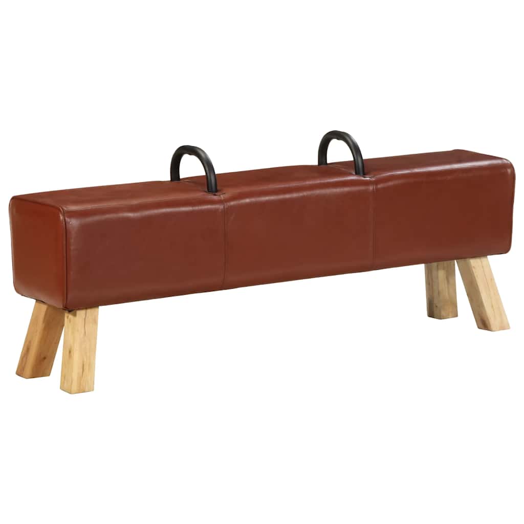 Sittbänk Vintage Med Handtag Äkta Getskinn