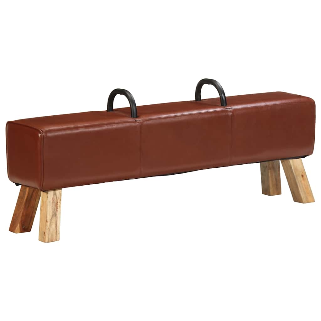 Sittbänk Vintage Med Handtag Äkta Getskinn