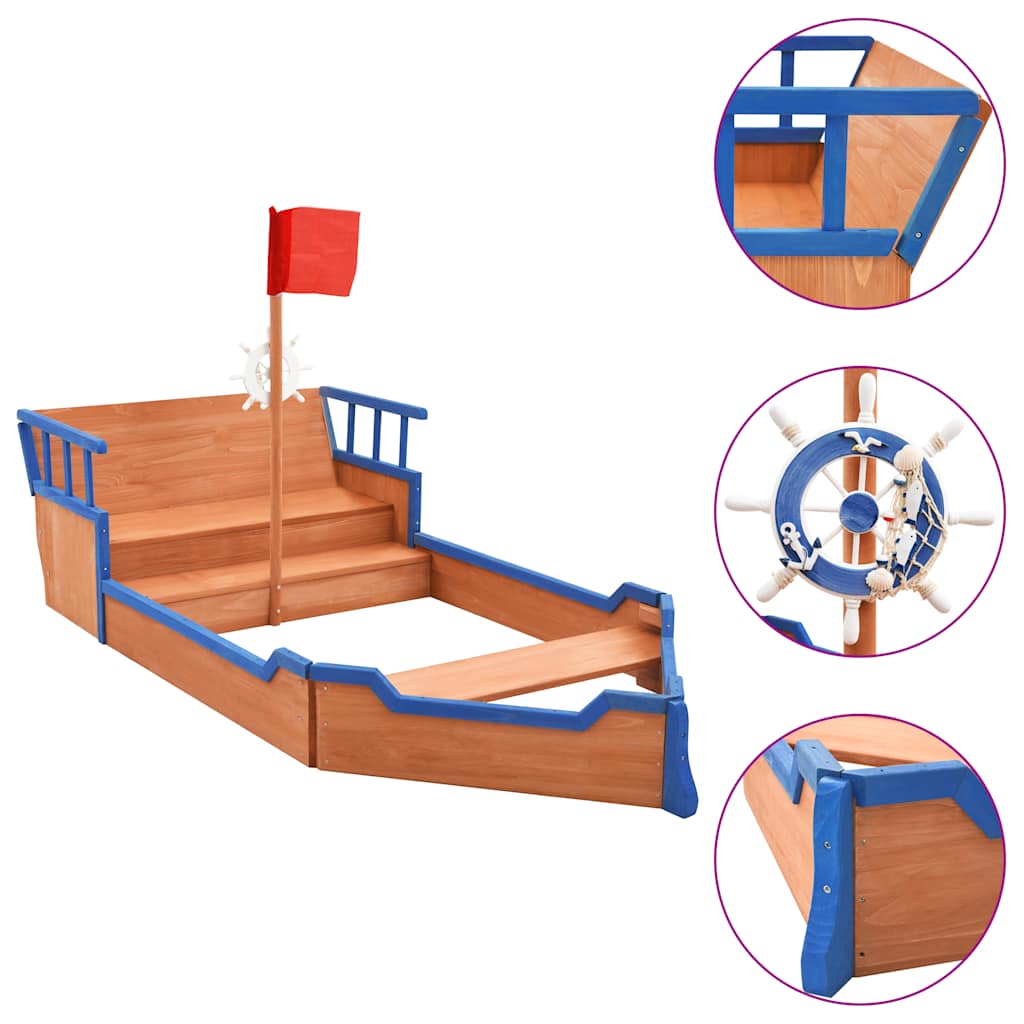 Sandlåda Piratskepp Furu 190X94,5X101 Cm