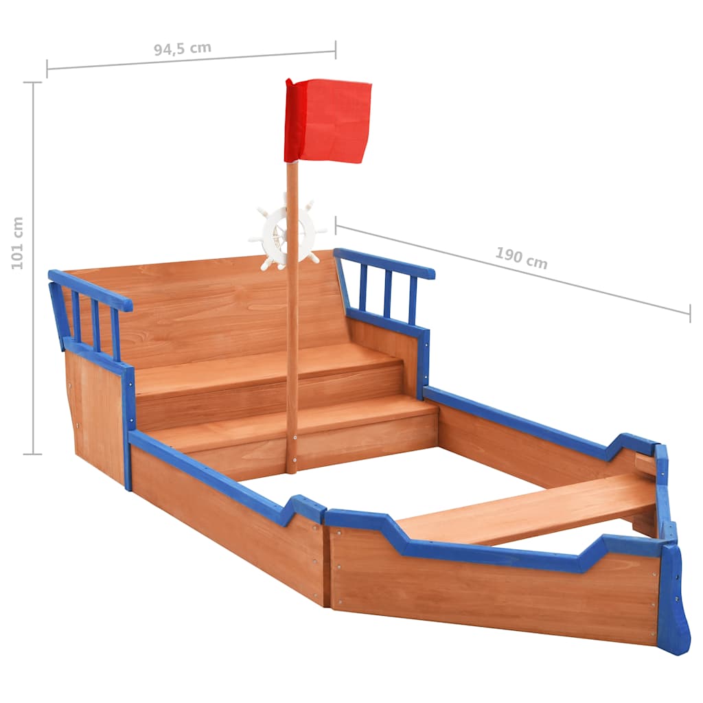 Sandlåda Piratskepp Furu 190X94,5X101 Cm