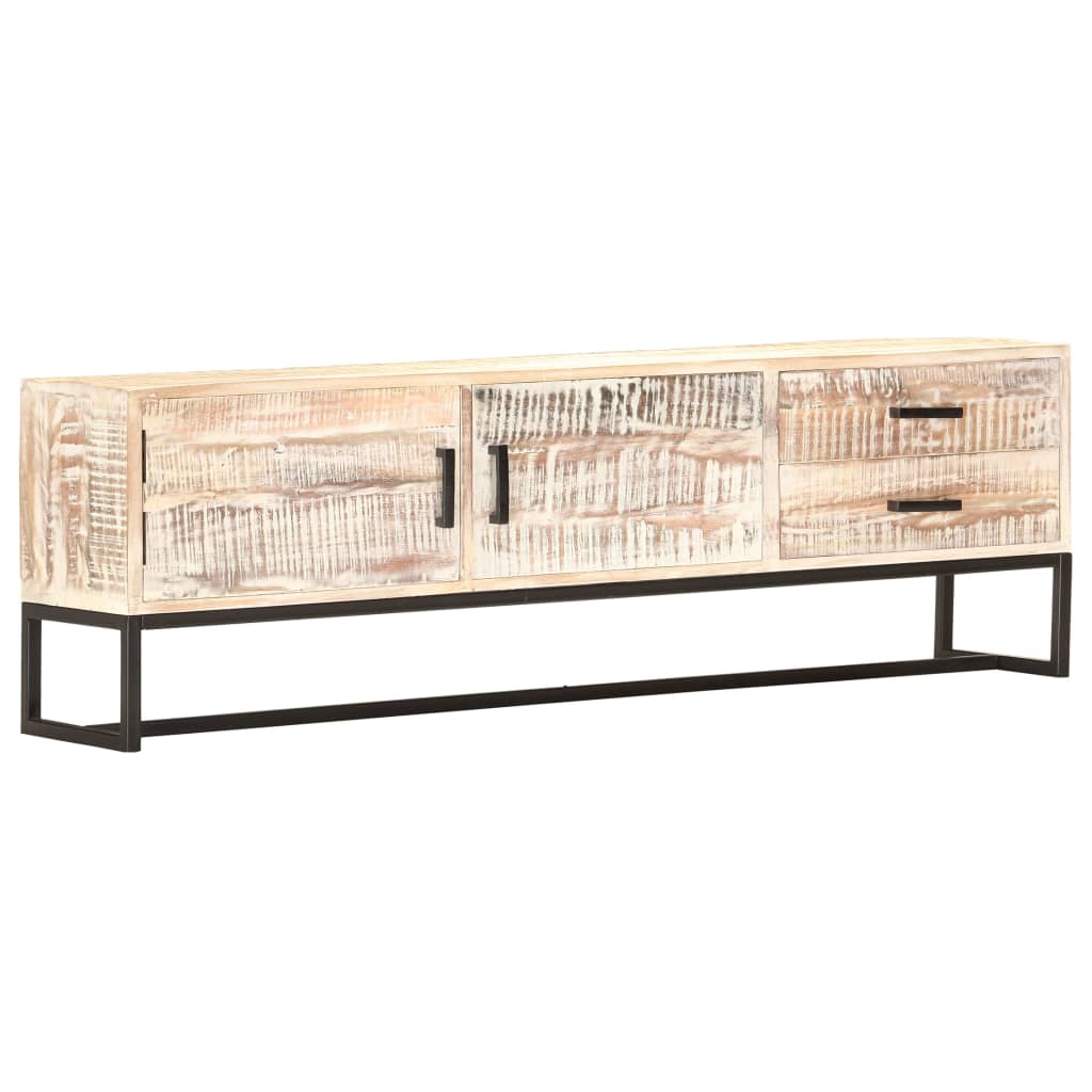Tv-Bänk Vit 140X30X45 Cm Massivt Akaciaträ