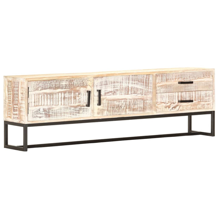 Tv-Bänk Vit 140X30X45 Cm Massivt Akaciaträ