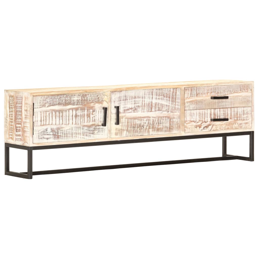 Tv-Bänk Vit 140X30X45 Cm Massivt Akaciaträ