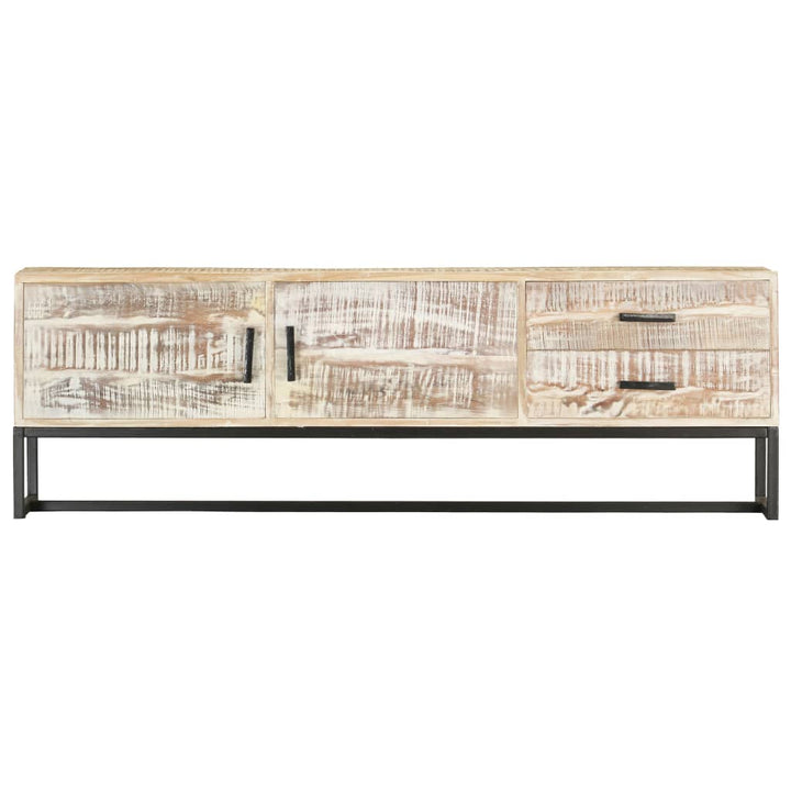 Tv-Bänk Vit 140X30X45 Cm Massivt Akaciaträ