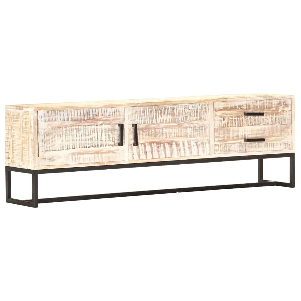Tv-Bänk Vit 140X30X45 Cm Massivt Akaciaträ