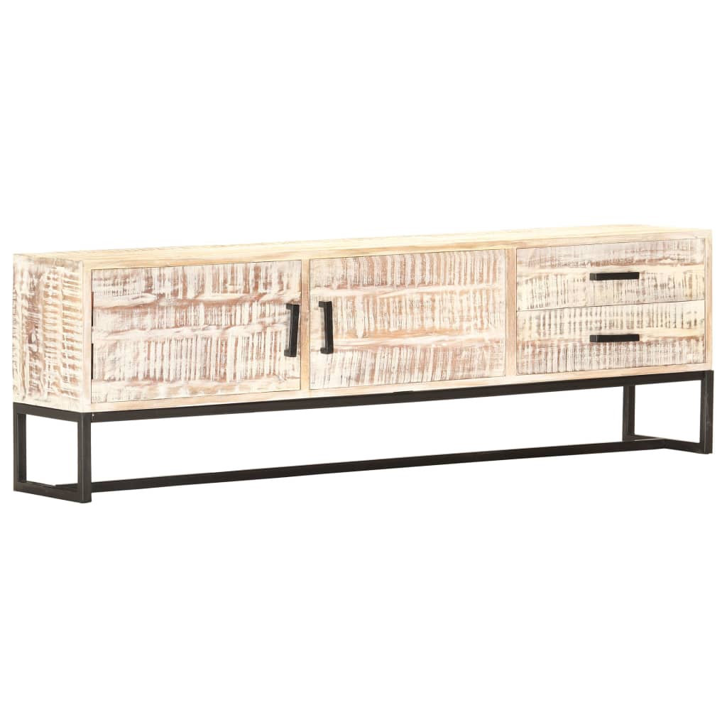 Tv-Bänk Vit 140X30X45 Cm Massivt Akaciaträ