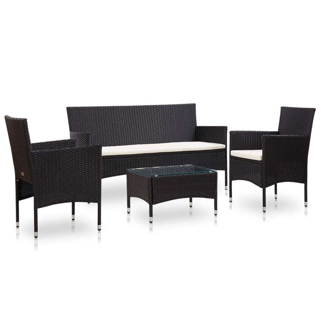 Loungegrupp För Trädgården 4 Delar Med Dynor Konstrotting