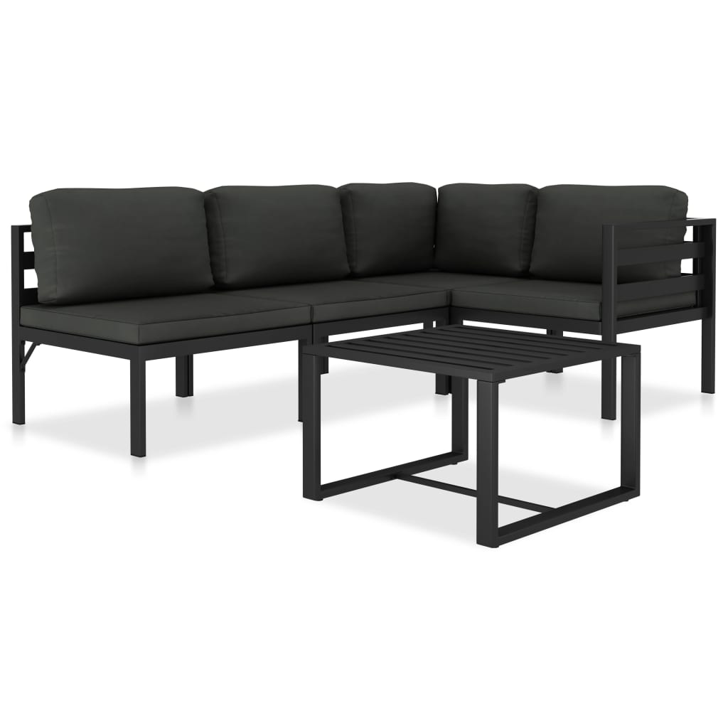 Loungegrupp För Trädgården 5 Delar Med Dynor Aluminium Antracit